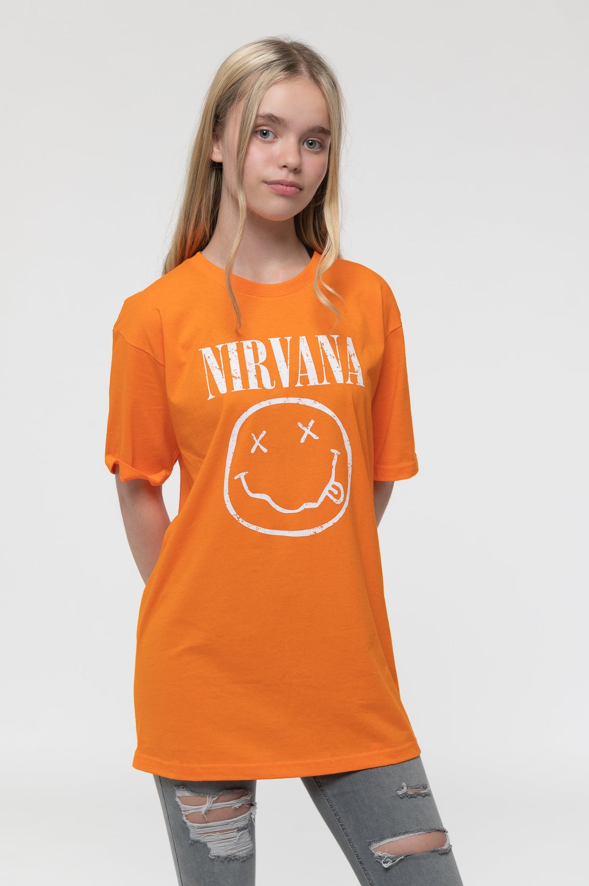 Nirvana Kids White Grunge Smile T Shirt product image 1
