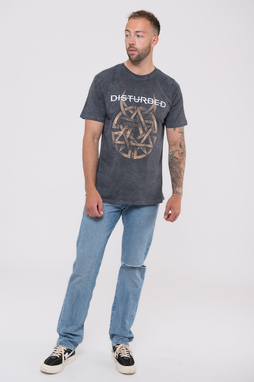 Disturbed Riveted Dip Dye Mineral Wash T Shirt product image 2