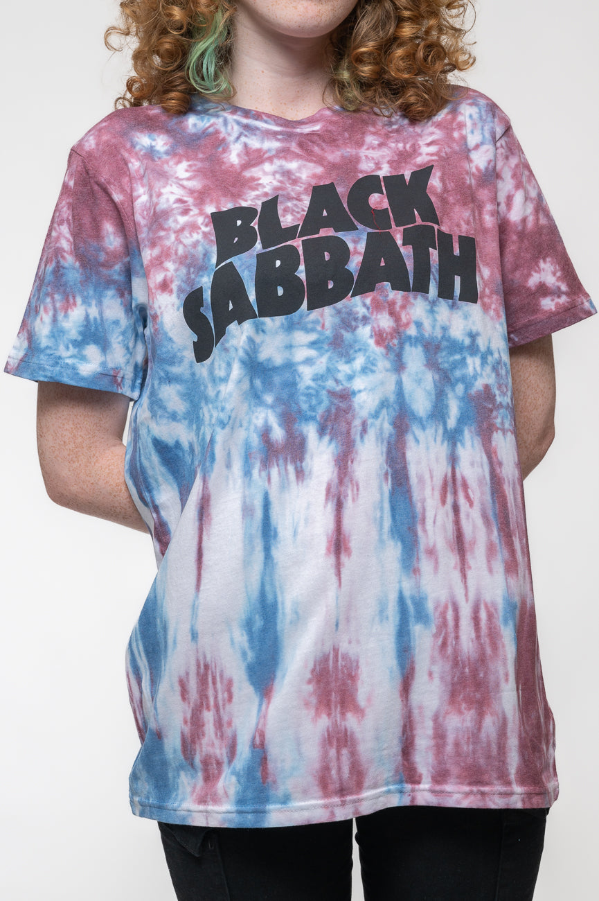 Black Sabbath Wavy Band Logo Dye Wash T Shirt product image 1