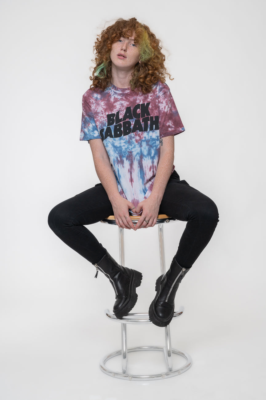 Black Sabbath Wavy Band Logo Dye Wash T Shirt product image 4