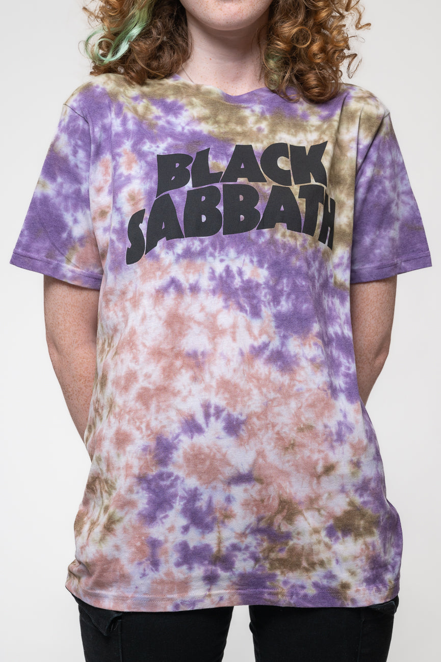 Black Sabbath Wavy Band Logo Dye Wash T Shirt product image 1