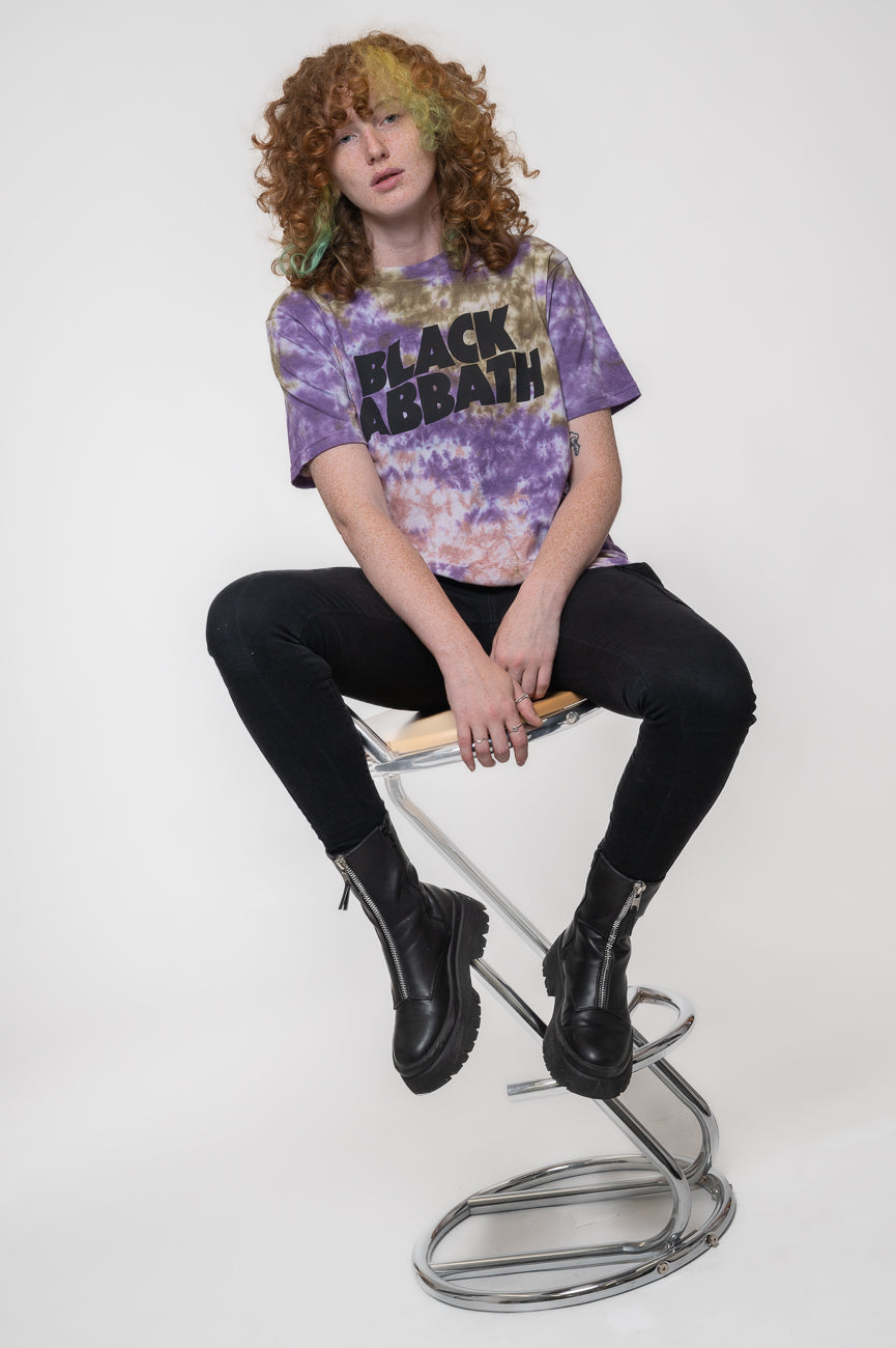 Black Sabbath Wavy Band Logo Dye Wash T Shirt product image 3