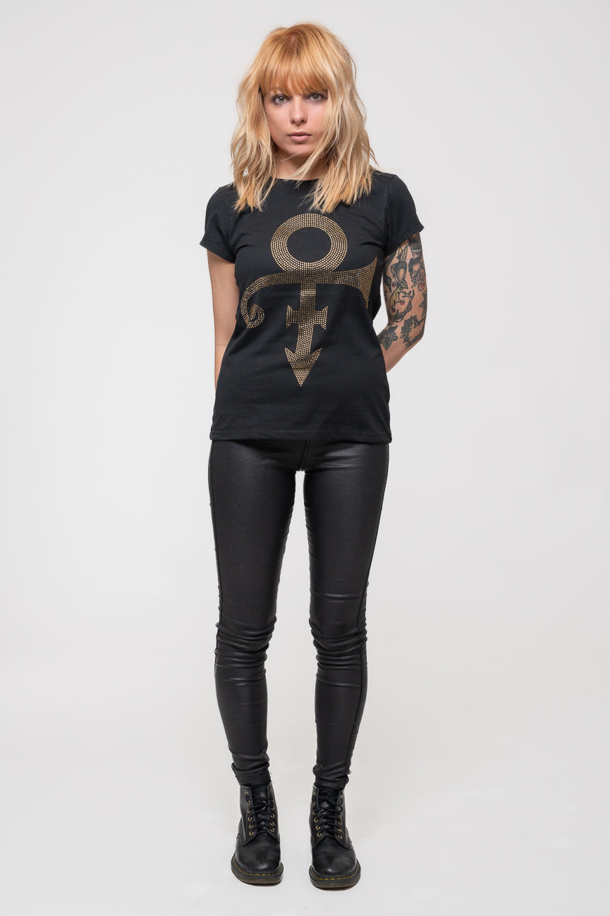 Prince Gold Symbol Diamante Skinny T Shirt product image 2