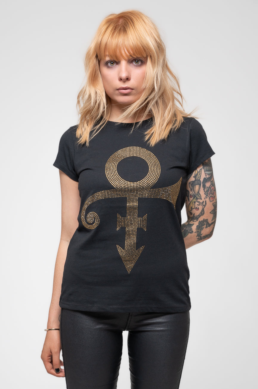 Prince Gold Symbol Diamante Skinny T Shirt product image 1