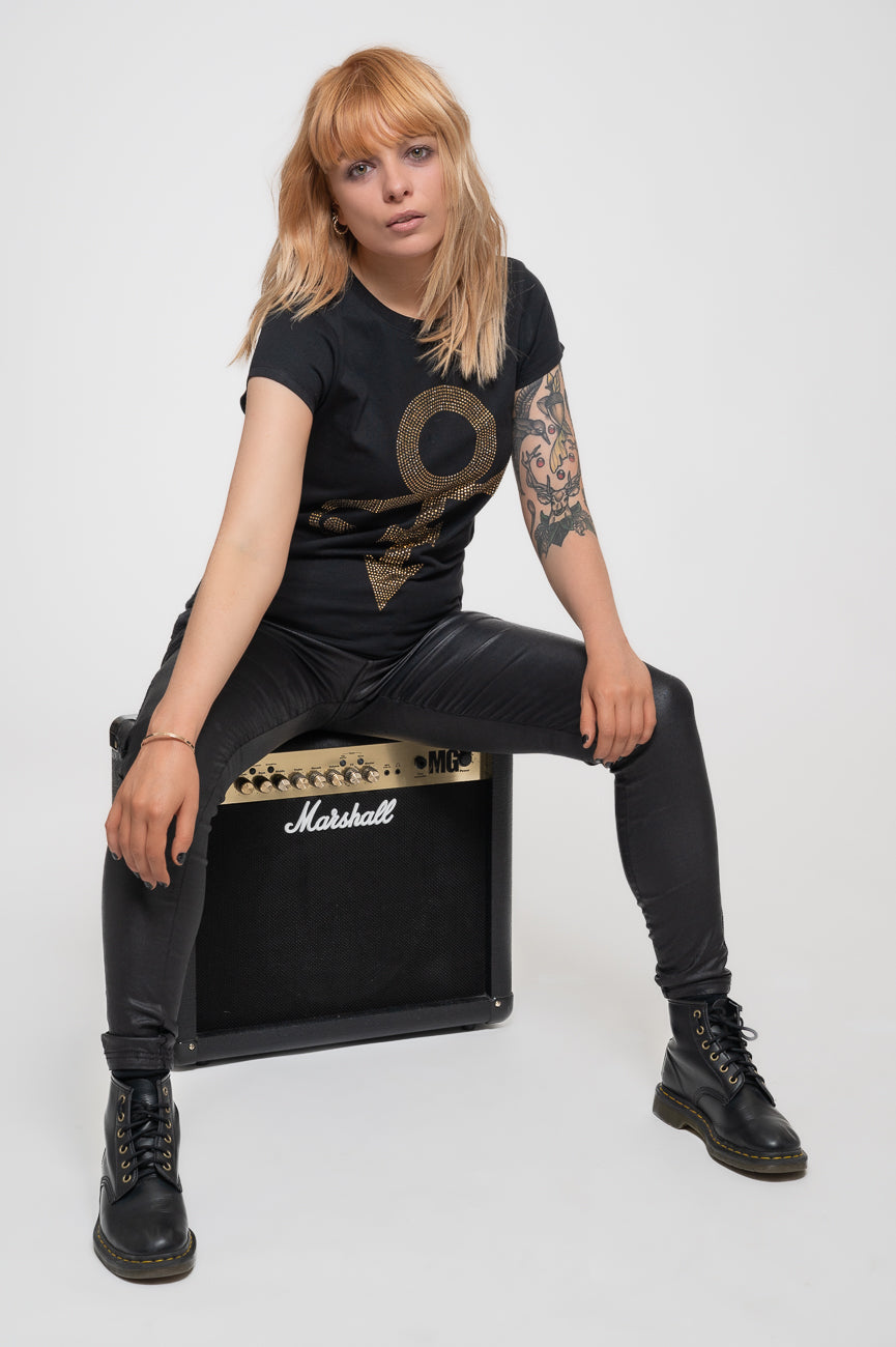 Prince Gold Symbol Diamante Skinny T Shirt product image 5