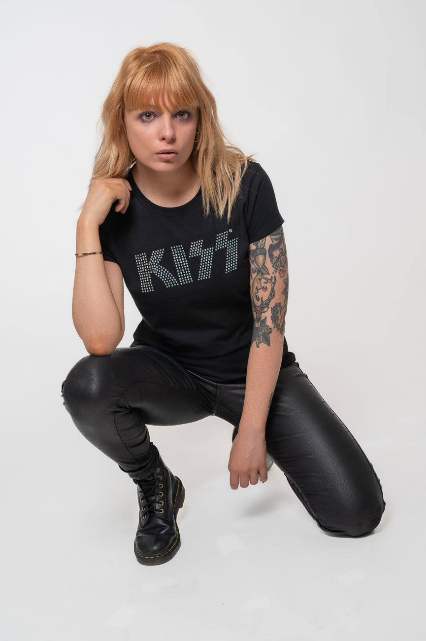 KISS Diamante Classic Logo Skinny T Shirt product image 5