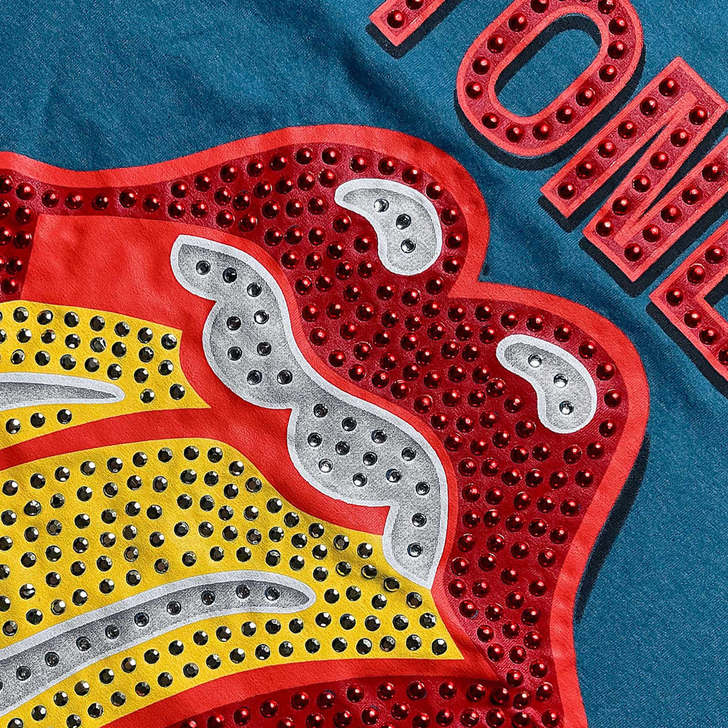 The Rolling Stones Diamante Tongue Teal T Shirt product image 5