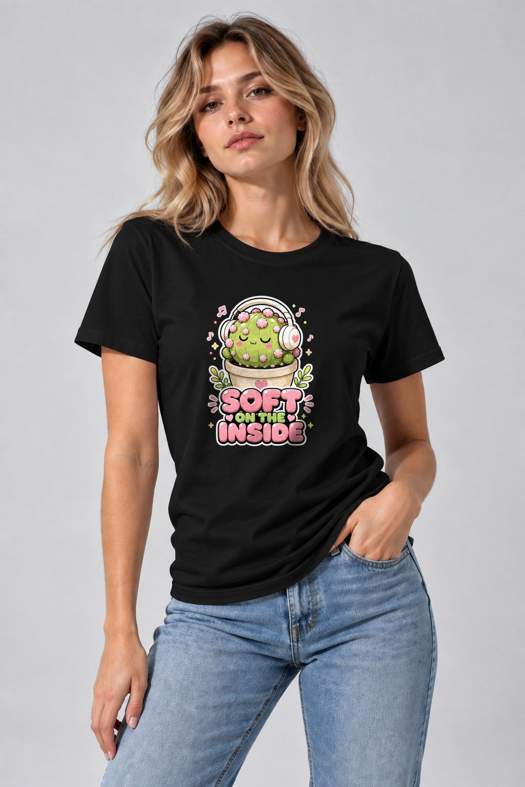 Soft On The Inside - Cute Cactus Headphones Music Lover product image 2