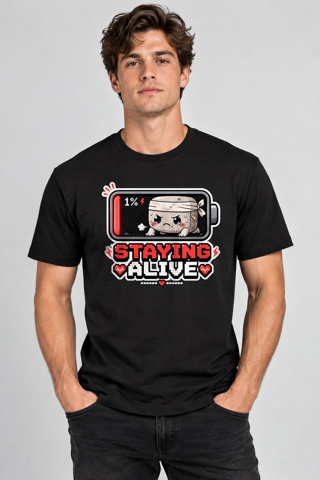 Staying Alive - Low Battery 1 Percent Cute Gamer Exhausted product image 2