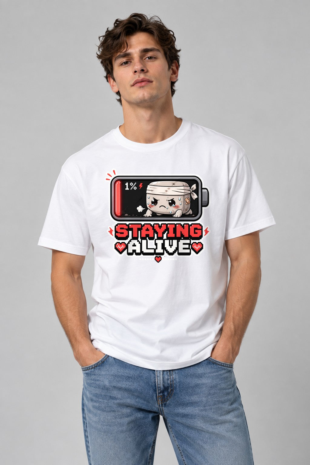 Staying Alive - Low Battery 1 Percent Cute Gamer Exhausted product image 1
