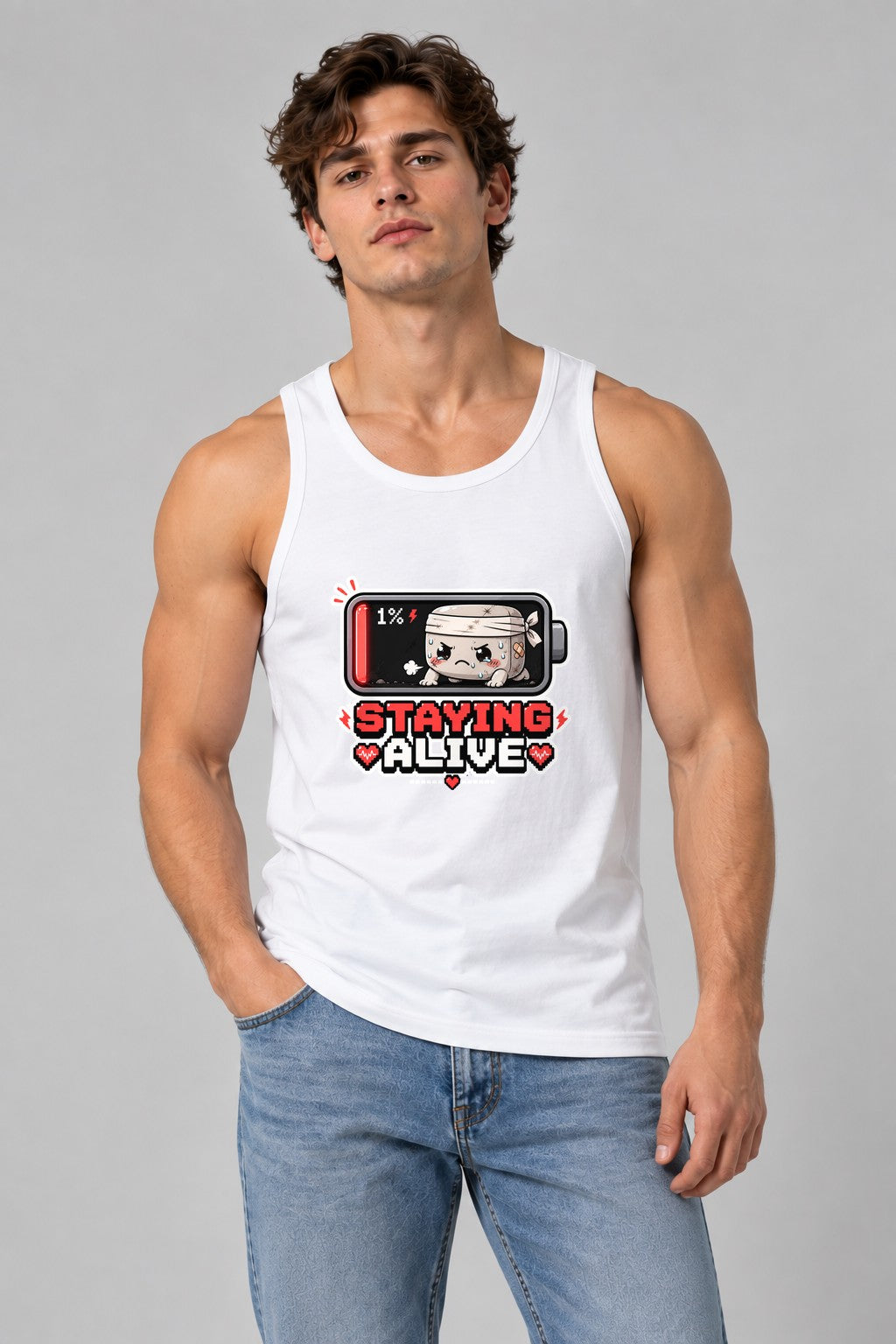 Staying Alive - Low Battery 1 Percent Cute Gamer Exhausted product image 1