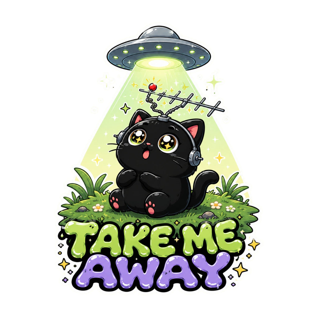 Take Me Away - Cute Black Cat UFO Abduction Funny Alien product image 3
