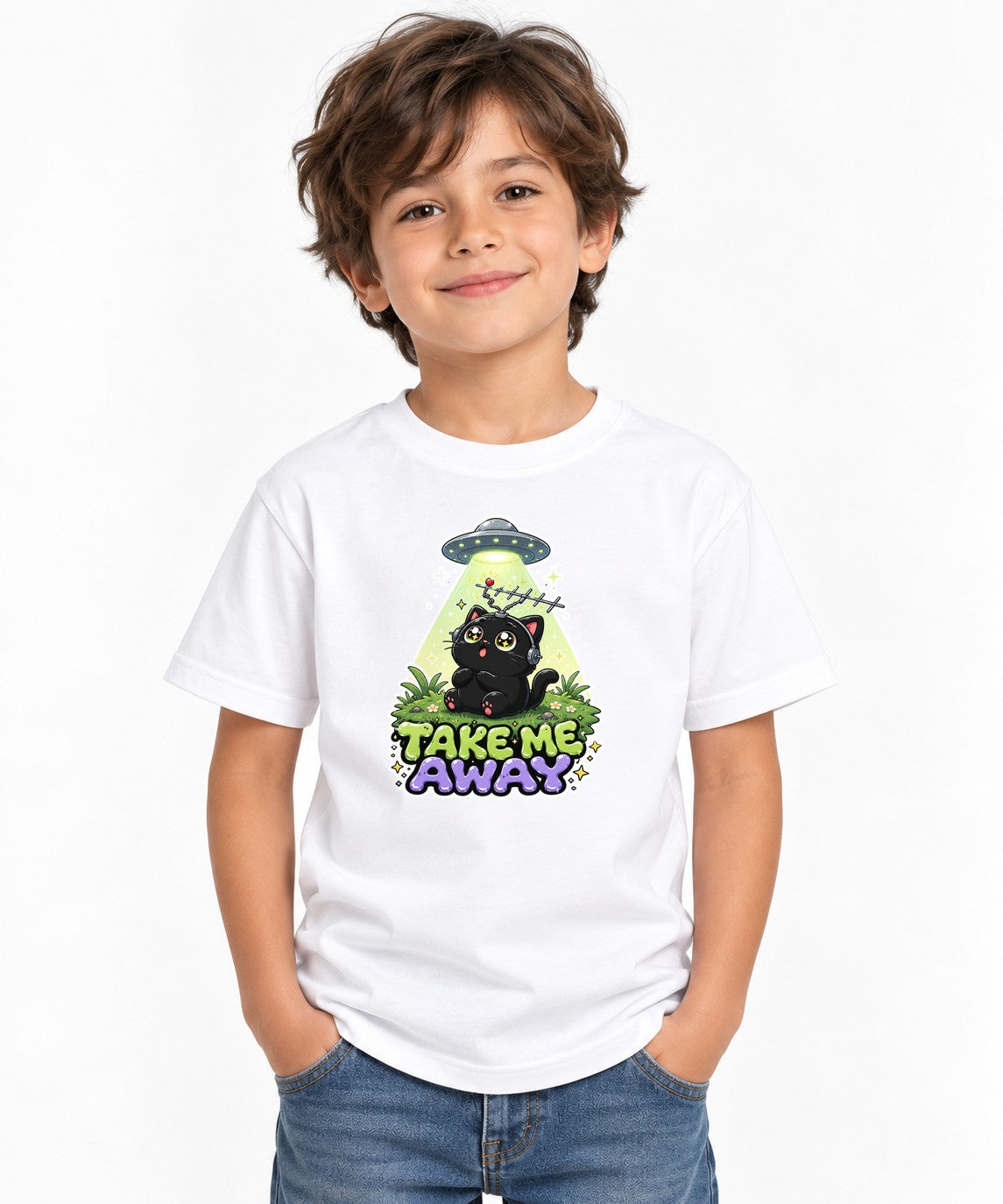 Take Me Away - Cute Black Cat UFO Abduction Funny Alien product image 1