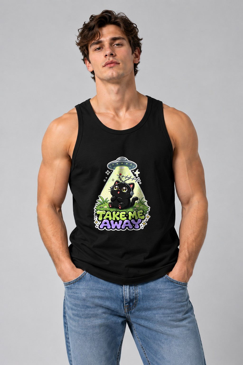 Take Me Away - Cute Black Cat UFO Abduction Funny Alien product image 2