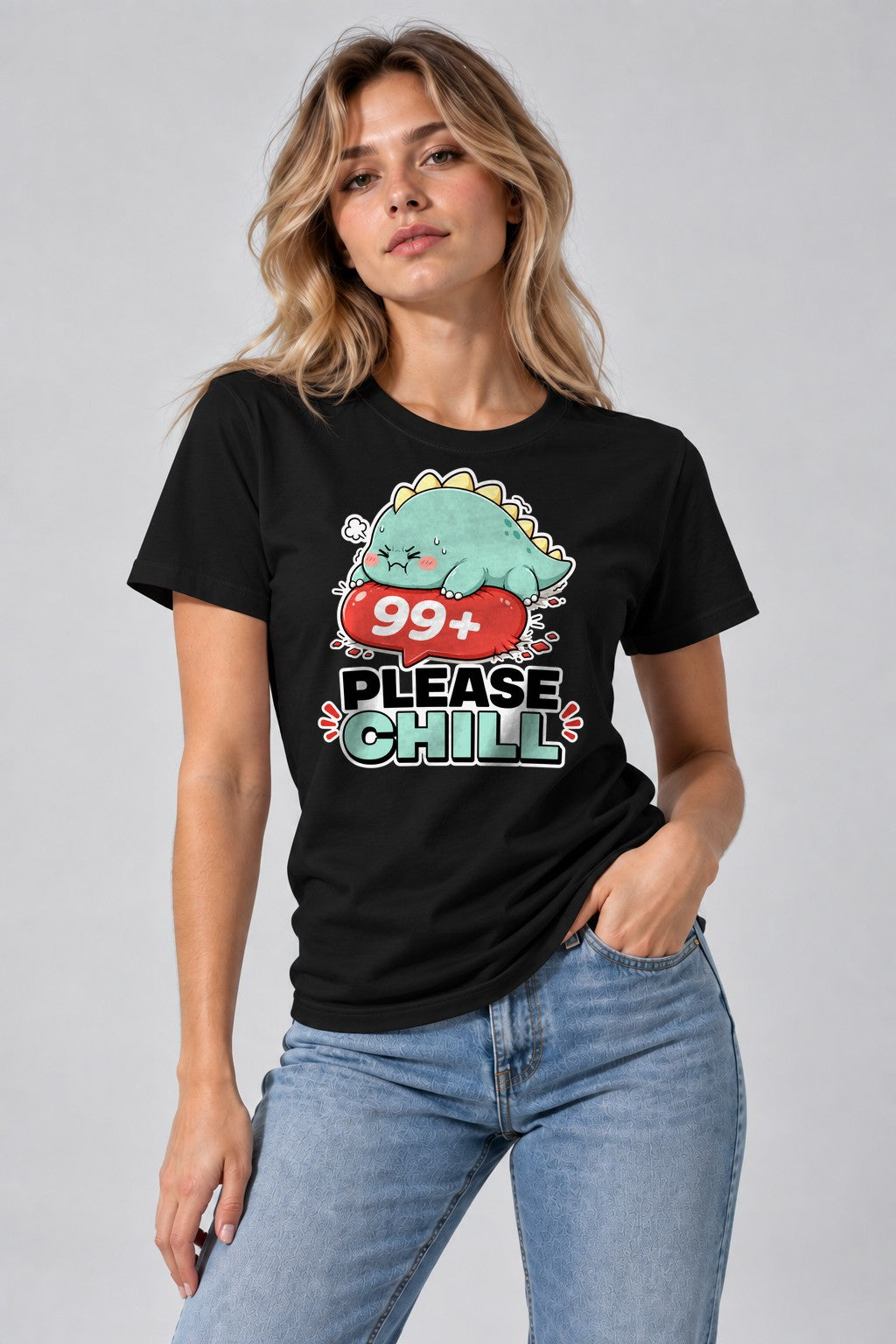 99 Plus Please Chill - Cute Dinosaur Notification Overload product image 2