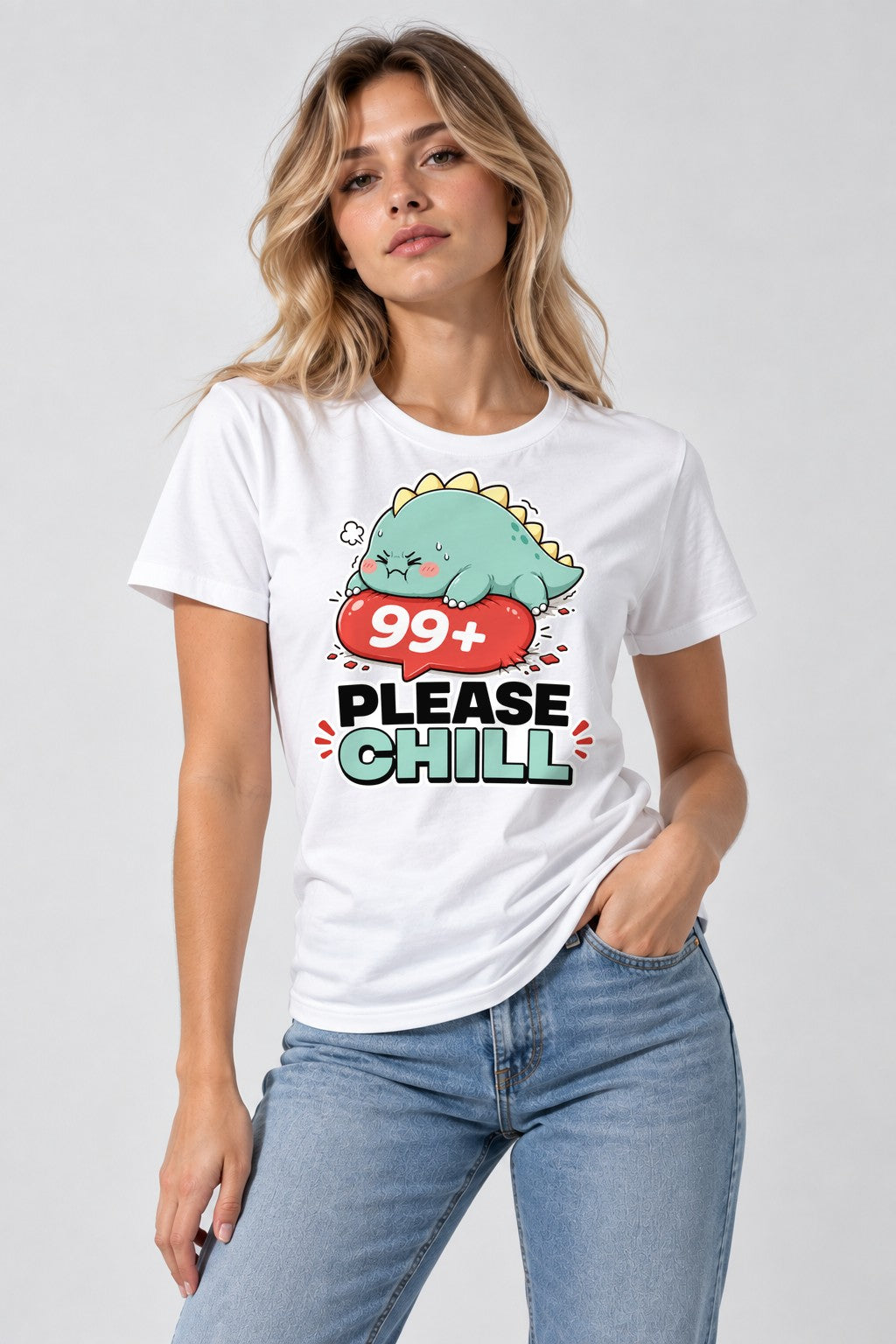 99 Plus Please Chill - Cute Dinosaur Notification Overload product image 1