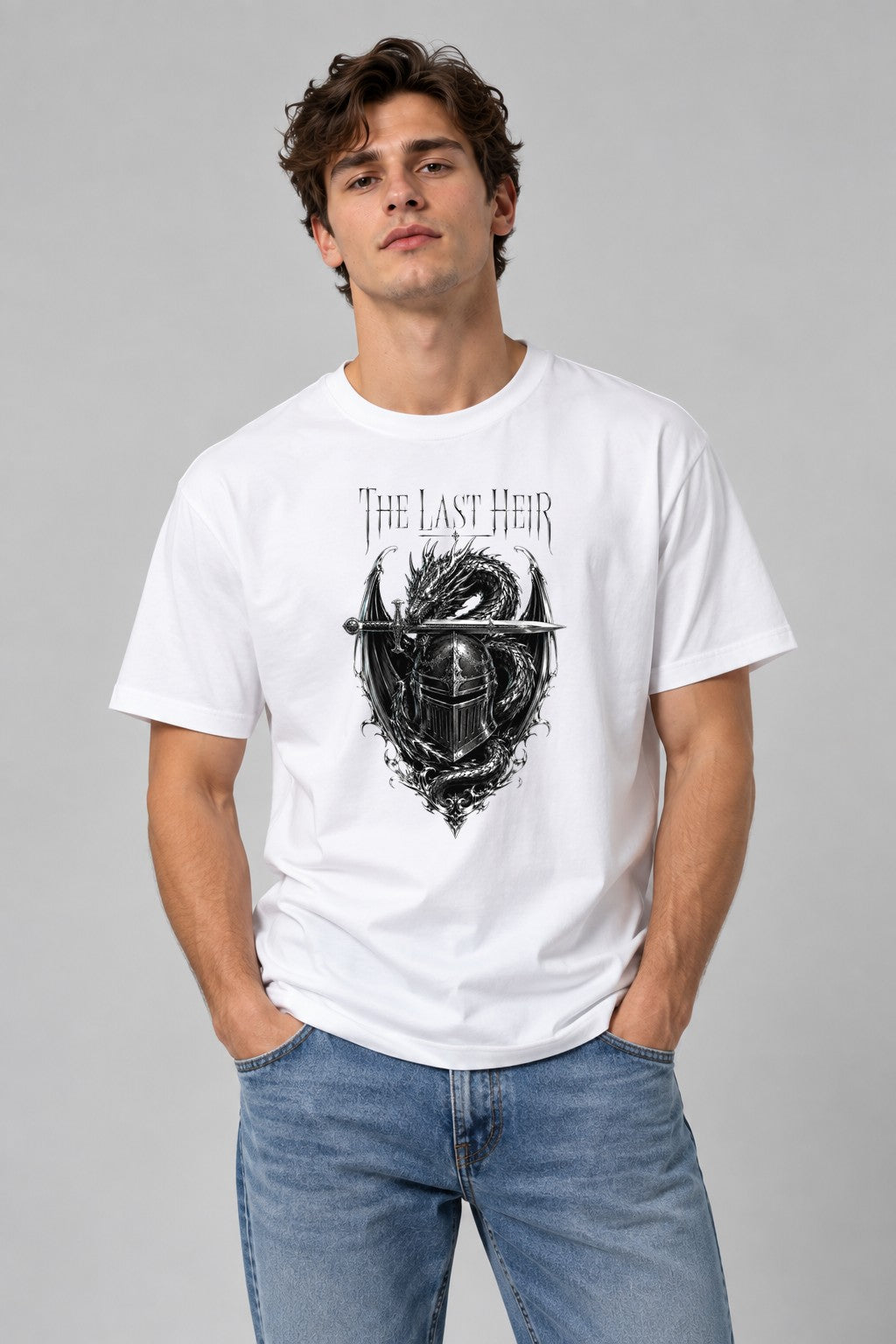The Last Heir Knight Helmet Dragon Sword Dark Fantasy Gothic product image 1