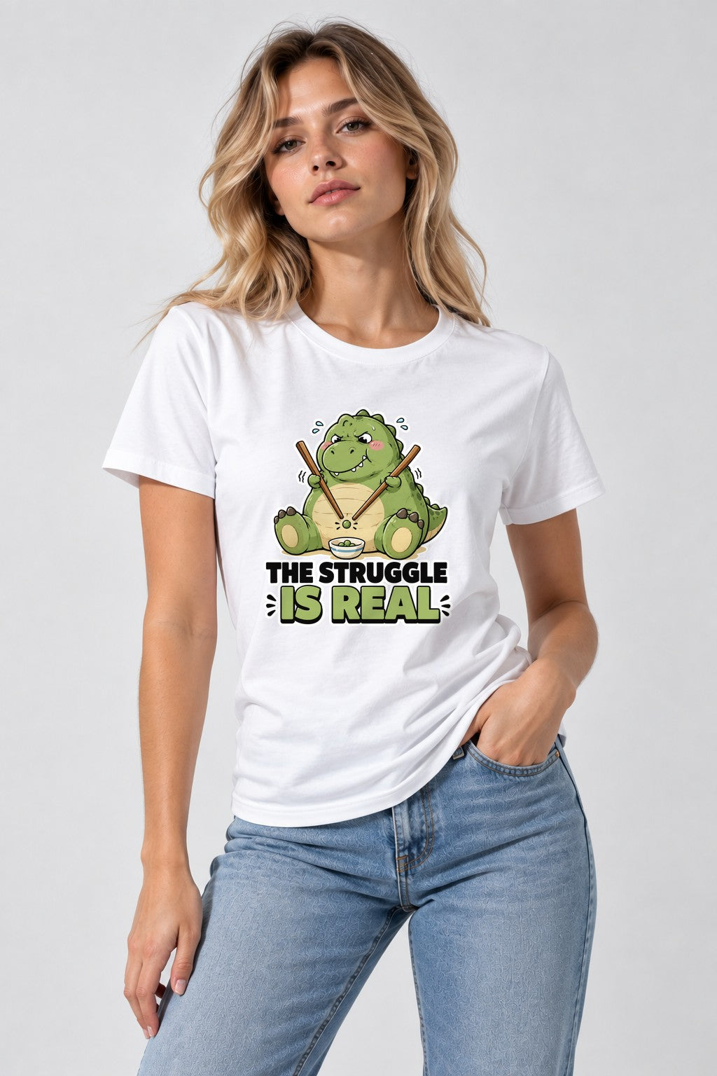 The Struggle Is Real - Cute Dinosaur Chopsticks Funny Food product image 1