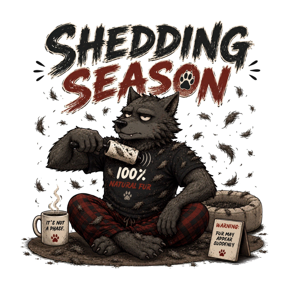 Werewolf Shedding Season Natural Fur Humor product image 3